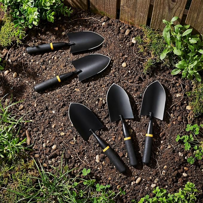 20 Pcs Garden Hand Trowel Heavy Duty Carbon Steel Garden Shovels Tools with Resin Rubberized Handle for Camping, Digging, Soil Planting, Transplanting, Lawn Yard Farm (Broad Trowels)
