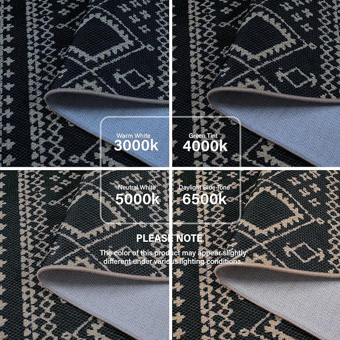 Lahome Boho Kitchen Runner Rug, 2x8 Easy Jute Laundry Room Rug | Black Distressed Print Geometric Stain Resistant Indoor Outdoor Runner for Hallway
