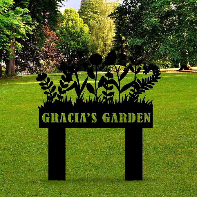 Personalized Garden Sign with Stake, Custom Metal Sign for Outdoor, Customized Metal Yard Stake Decor, Lawn Art, Farmhouse Decor, Housewarming Gift