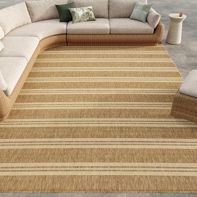 Nourison Home Horizon Indoor/Outdoor Natural 9' x 12' Area Rug - Easy Clean, Non Shedding, Bed Room, Living Room, Dining Room, Kitchen (9' x 12')