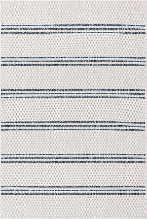 Unique Loom Outdoor Collection Area Rug - Anguilla (4' 1' x 6' 1' Rectangle, Ivory/ Blue)