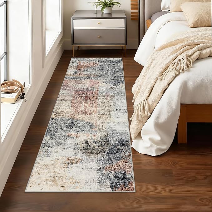 Black Runner Rugs for Hallway: Abstract Washable Runner Rug 2x6 for Entryway Kitchen Bedroom Bathroom - Modern Cozy Home Decor Long Carpet Mat Stain-Resistant