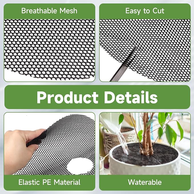 frtzal Plant Pot Grids - 11.8 Inch Cuttable Soil Cover Protector, Plant Covers from Animals Digging Stopper, Indoor Outdoor Plant Pot Cover (15.7In-6Pcs) (15.7IN-6PCS)