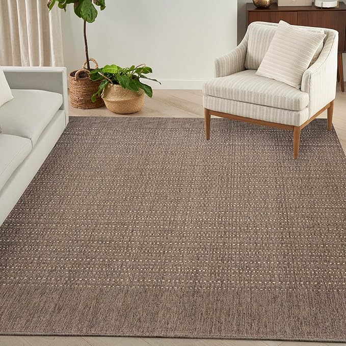 Nourison Home Tulum Brown 10' x 14' Area Rug - Easy Clean, Non Shedding, Bed Room, Living Room, Dining Room, Kitchen (10' x 14')