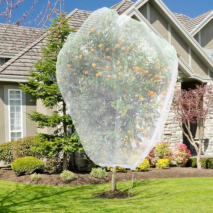 2PCS Fruit Tree Netting with Drawstring and Zipper, 6 * 6FT Garden Netting for Garden Protection, Insect Bird Netting for Fruit Trees, Protection from Anti Birds, Bugs,Cicadas, Insects