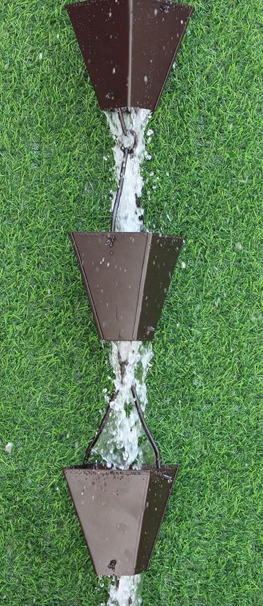 KAM Home Bronze Tapered Square Cups Rain Chain with Installation Kit (Brown, 13)