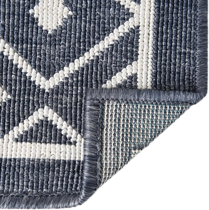 Unique Loom Outdoor Trellis Collection Area Rug - Kafes (5' 3" x 8' Rectangle, Navy Blue/ Ivory)