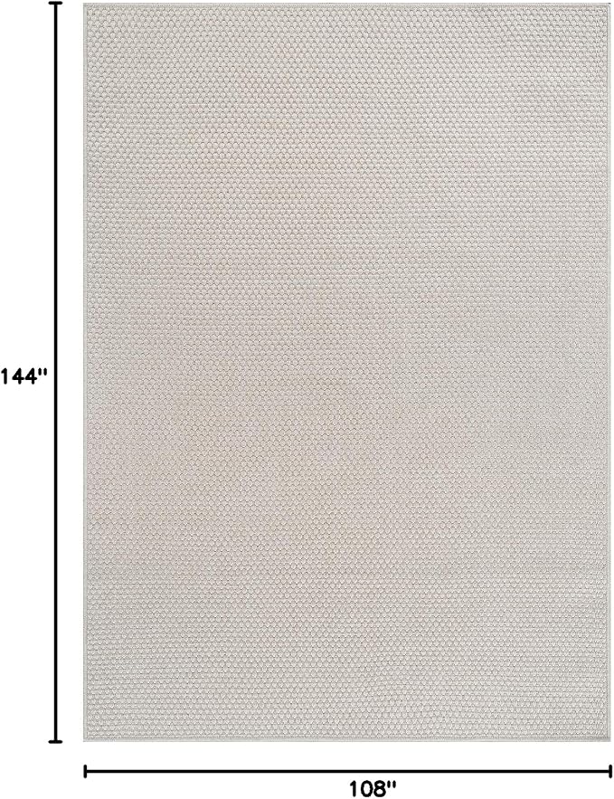 CAMILSON Easy Jute Rug 9x12, Large Indoor Outdoor Off-White Farmhouse Area Rugs for Living Room Patio and Kitchen Rug, Solid Woven Design, Easy-Cleaning, Non Slip Washable Outside Carpet (9 x 12)