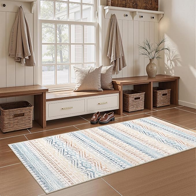 Miukiki Washable 2x6 Runner Rug Hallway Non Slip Kitchen Runner Multi | Machine Washable Long Floor Runner for Hallway Entryway Laundry Room Living Room Bedroom, Stain Resistant Indoor Carpet 2'x6'