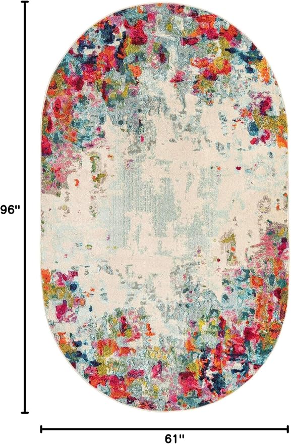 Unique Loom Chromatic Collection Area Rug - Joyous (5' x 8' Oval Multi/Blue)