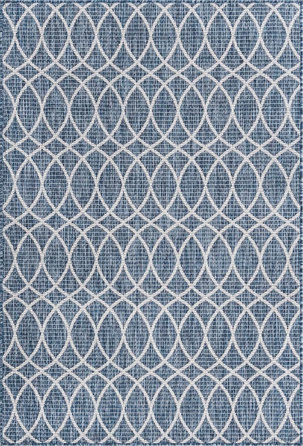 Unique Loom Outdoor Trellis Collection Area Rug - Gitter (4' 1" x 6' 1" Rectangle, Blue/ Ivory)
