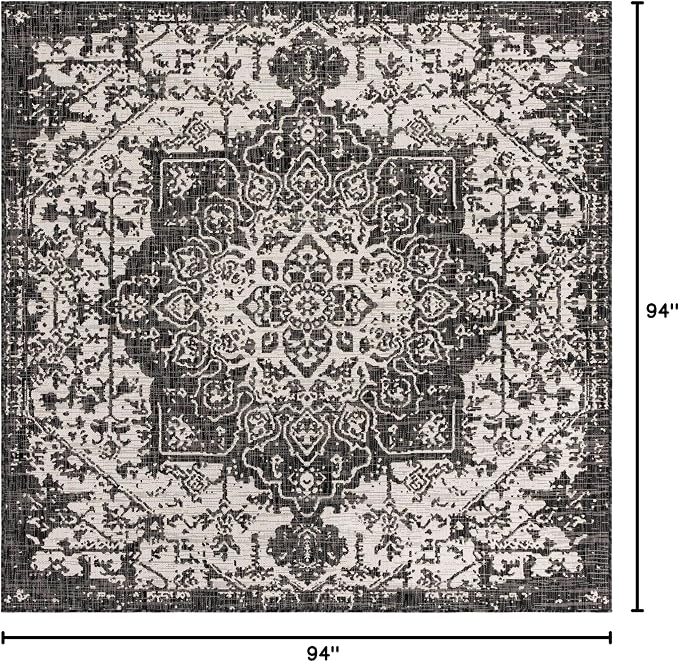 Unique Loom Outdoor Collection Area Rug - Dubai (7' 10' Square, Charcoal Gray/ Ivory)