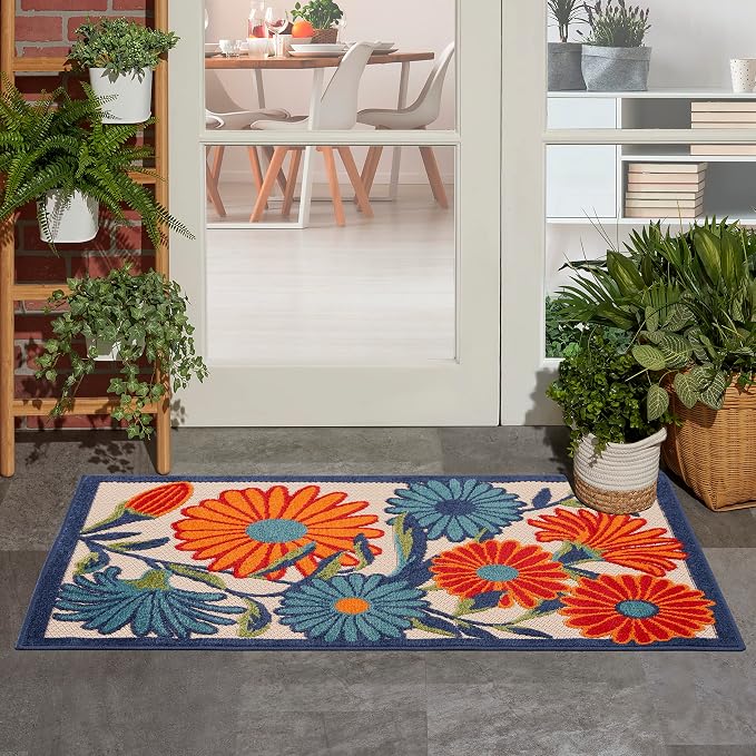 Nourison Home Aloha Multicolor 2'8" x 4' Area Rug - Easy Clean, Non Shedding, Bed Room, Living Room, Dining Room, Kitchen (3' x 4')