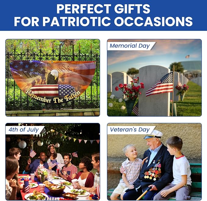 FLAGWIX American Army Veteran Flag - Non-Pleated American Fan Flag Bunting 3x6 ft - Veteran Gifts for Men Women, Patriotic 4th of July Memorial Day Decorations Outdoor for Home Garden Decor