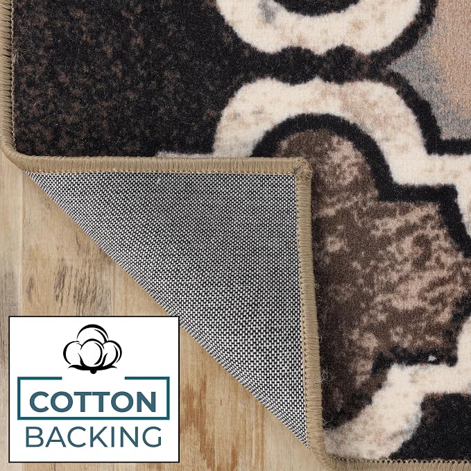 SUPERIOR Indoor Runner Rugs, Modern Area Rug, 2'7"x6', Ivory | Geometric Design Floor Décor, Easy Care High Traffic Areas Living Dining Room, Bedroom, Office, Entryway, Viking Collection