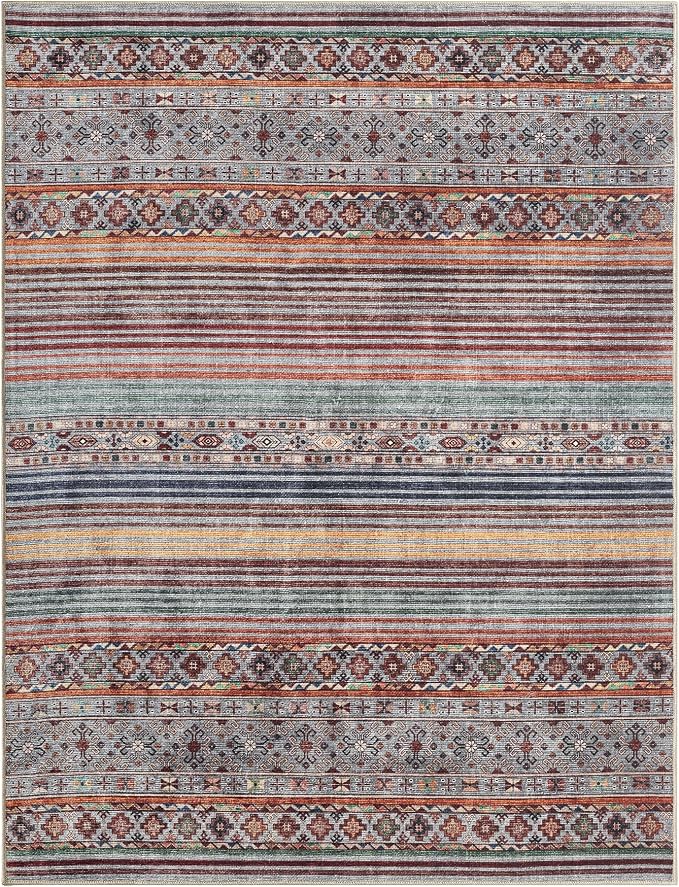 Keen Home Design Vintage Washable Entryway Rug, Non-Slip Low Pile, 3x5 | Machine Washable Cotton Chenille, 0.25In Low Pile, Rubber Non-Slip Back; Entryway, Kitchen, Bathroom, Bedroom