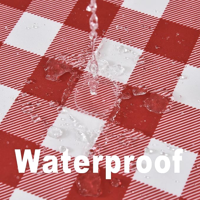Waterproof Plaid Tablecloth Fabric - Square 25x25 Inch Classic Gingham Checker Buffalo Table Cover for BBQs, Parties
