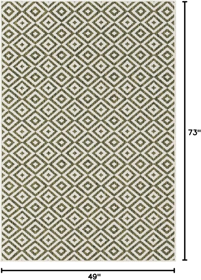 Unique Loom Jill Zarin Outdoor Collection Area Rug - Costa Rica (4' 1' x 6' 1' Rectangle, Green/ Ivory)
