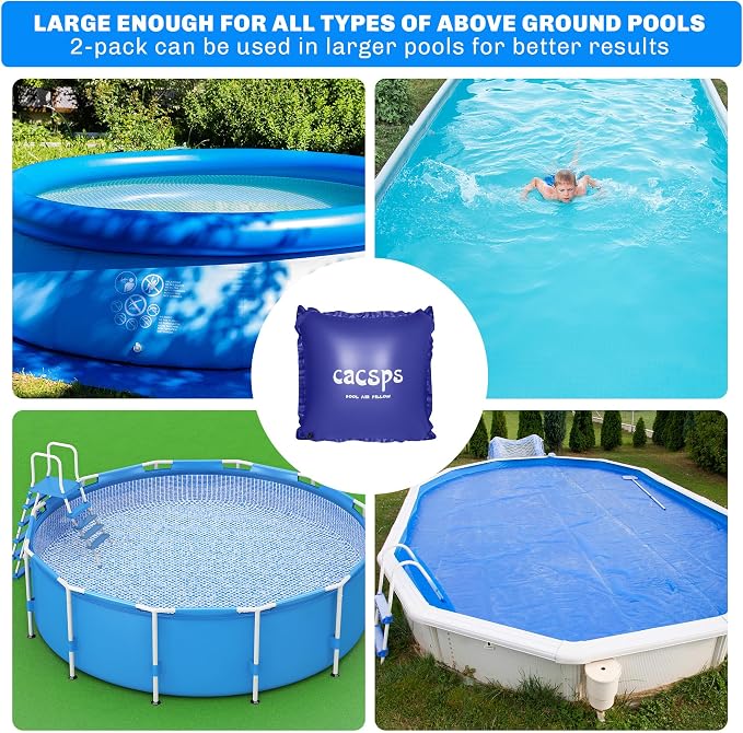 CACSPS Pool Pillow for for Above Ground Pools, 4x4 Ft Pool Air Pillow for Closing Winter Pool Winterizing Kit for Ground Pool, 0.5mm PVC Material, 2X 16.5Ft Rope (Blue)