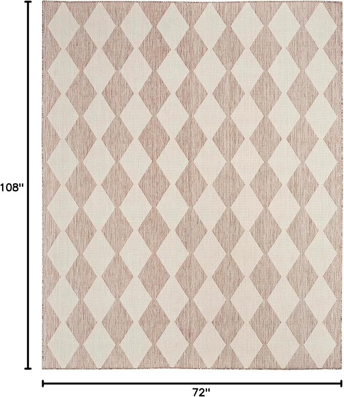 Nourison Home Positano Beige 6' x 9' Area Rug - Easy Clean, Non Shedding, Bed Room, Living Room, Dining Room, Kitchen (6' x 9')