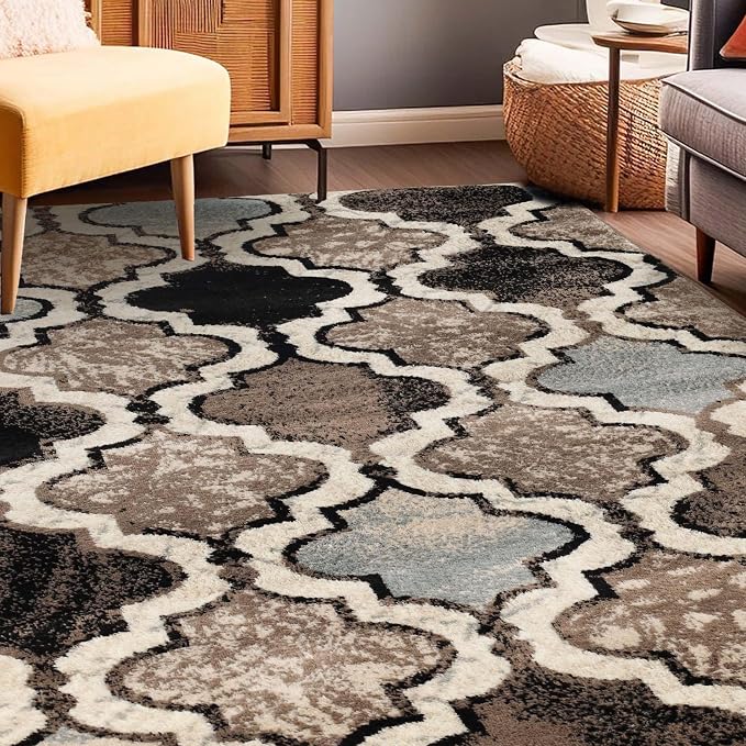 Superior Modern Indoor Area Rug, Non Slip Rug, 3'x5', Ivory | Geometric Design Floor Décor, Easy Care High Traffic Areas Living Dining Room, Bedroom, Office, Entryway, Viking Collection