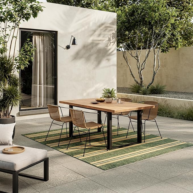 Nourison Home Horizon Indoor/Outdoor Green 5' x 7' Area Rug - Easy Clean, Non Shedding, Bed Room, Living Room, Dining Room, Kitchen (5' x 7')