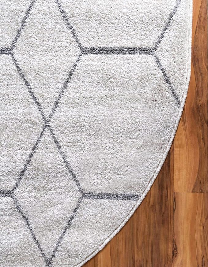 Unique Loom Trellis Frieze Collection Area Rug - Geometric (7' 10" x 10' Oval, Ivory/ Gray)