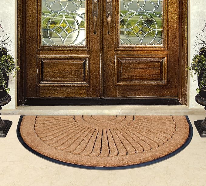 A1HC Natural Coir Doormat 36 x 72 Inch, Heavy Duty Large Front Door Mat for Outside Entrance, Non-Slip Rubber Backing, Low Profile, Durable Welcome Entry Mat, Easy to Clean - Semicircular
