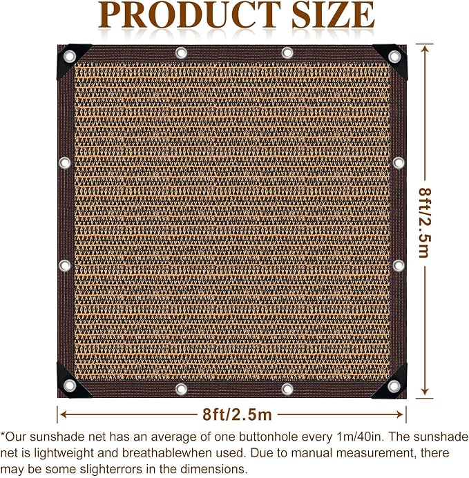 80% Garden Shade Cloth Sun Shade Fabric – UV Resistant Durable Sunblock Netting for Plants, Outdoor Patio, and Greenhouse Coverage