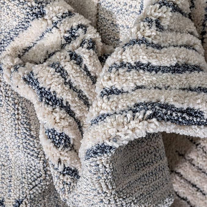 Well Woven Harlow Collection Briar Light Blue - Modern Tribal Minimalist Geometric 5x7 Area Rug - Ideal for Living Room, Dining Room & Bedroom - Durable, Stain Resistant & Easy to Clean
