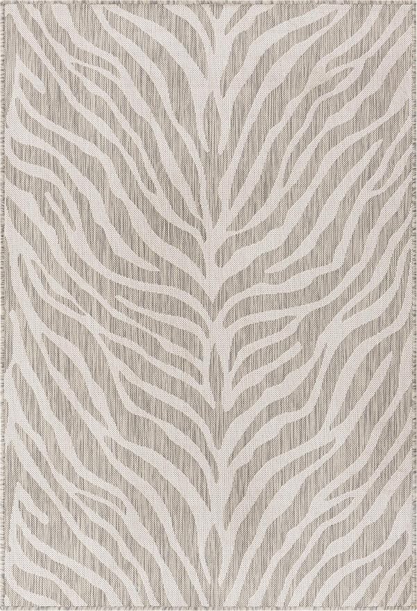 Unique Loom Outdoor Safari Collection Area Rug - Tsavo (4' 1" x 6' 1" Rectangle, Gray/ Ivory)