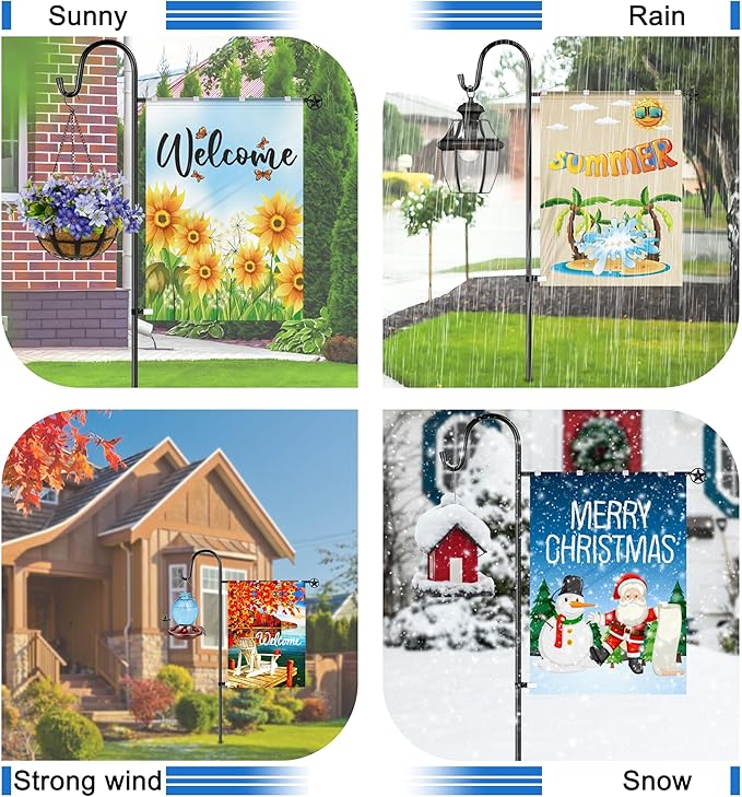 Ottsuls Garden Flag Stand, Heavy Duty Flag Pole Holder with Shepherd Hook for Yard Decoration, 60 INCH Sturdy Yard Flag Post Stake Outdoor Garden Flag Holder for 28''x40'' Flags (Without Flag)
