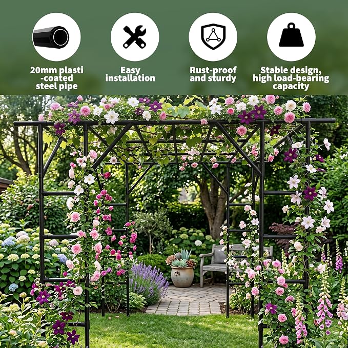 Large Grape Vine & Cucumber Trellis, 11FT Large Outdoor Garden Arch Trellis, Outdoor Plant Stand