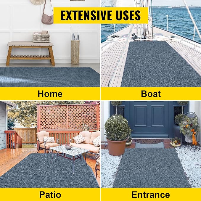 Happybuy 6 ft x 23 ft Grey Marine Carpet for Boats Waterproof - 0.18" Thick Indoor Outdoor Rug Carpet Roll for Home Patio Porch Deck