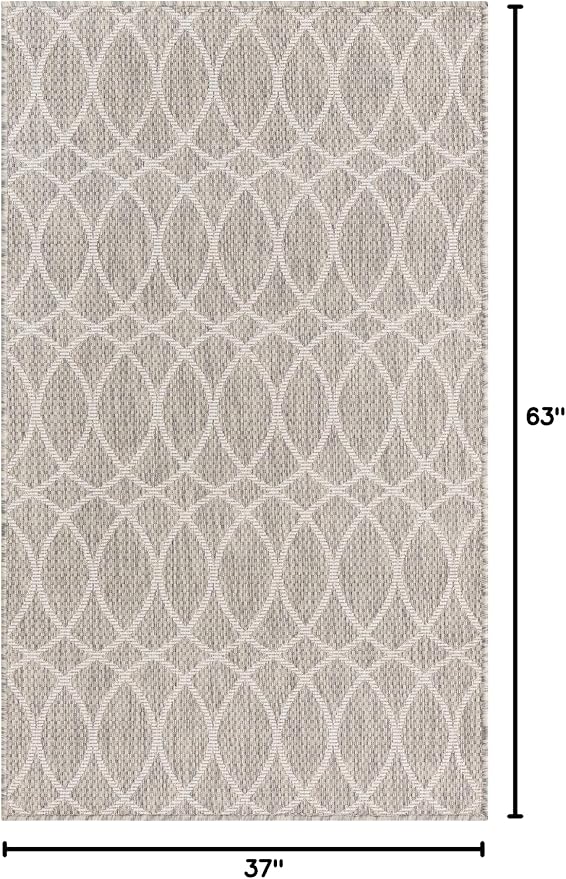 Unique Loom Outdoor Trellis Collection Area Rug - Gitter (3' 1" x 5' 3" Rectangle, Light Gray/ Ivory)