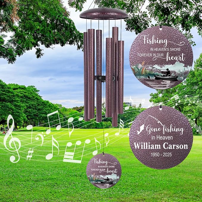 ASTARIN Memorial Wind Chimes Personalized, Produced in Texas Deep Tone Wind Chimes for Loss of Loved One, Sympathy Gifts for Loss Mom/Dad/Sister, Outdoor Windchime for Memory Bereavement Condolence