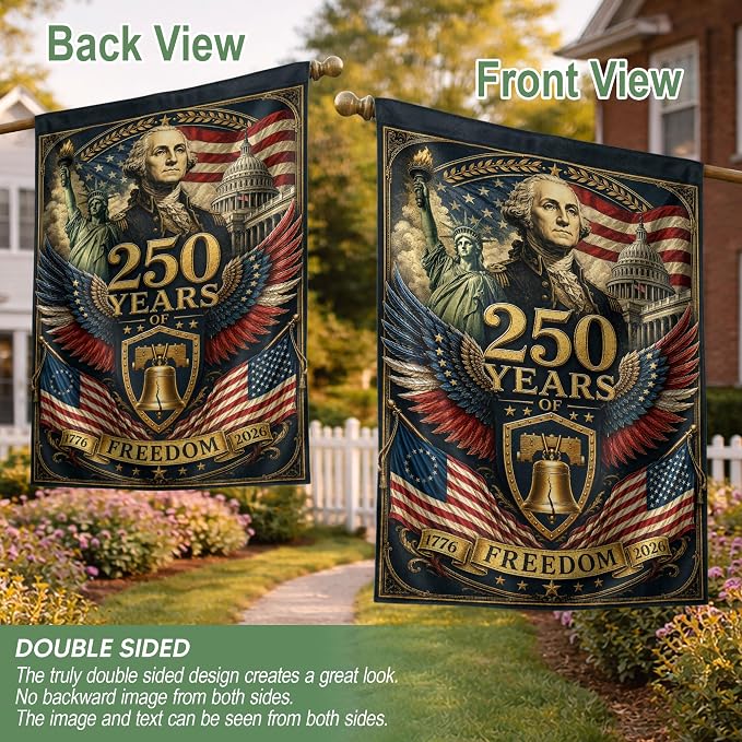 250 Years Of Freedom Flag, American 250th Anniversary Patriotic Design, 1776-2026 Commemorative, Garden Flags For Outside, Double-sided Display, 250th Anniversary USA Commemorative Flags 5 (30x40 Inch)