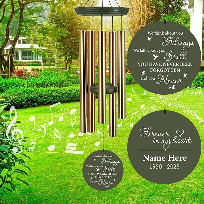 ASTARIN Personalized Memorial Wind Chimes, 30inch/36inch Memorial Wind Chimes, Custom Sympathy Gifts in Loving Memory of Dad/Mom, Condolences Wind Chime for Loss of Loved Ones(Produced in Texas)