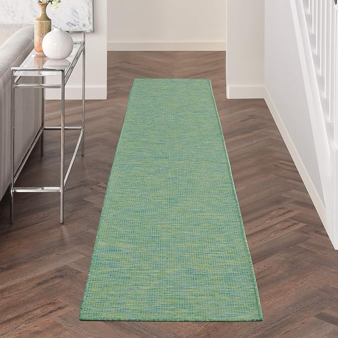 Nourison Home Positano Blue Green 2'2" x 10' Area Rug - Easy Clean, Non Shedding, Bed Room, Living Room, Dining Room, Kitchen (10' Runner)
