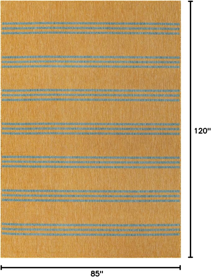 Unique Loom Jill Zarin Outdoor Collection Area Rug - Anguilla (7' 1'' x 10' Rectangle, Yellow and Aqua/Light Blue)