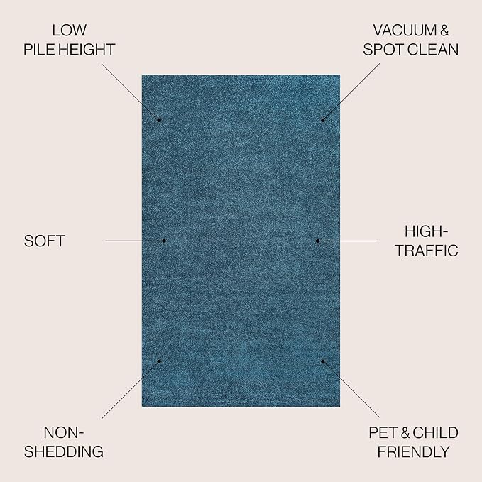JONATHAN Y Haze Solid Low-Pile Turquoise Indoor Area Rug 10x14, Coastal,Bohemian,Minimalist,Classic, Easy-Cleaning for Living Room,Bedroom,Kitchen,Pet Friendly,Non-Shedding (SEU100H-14)