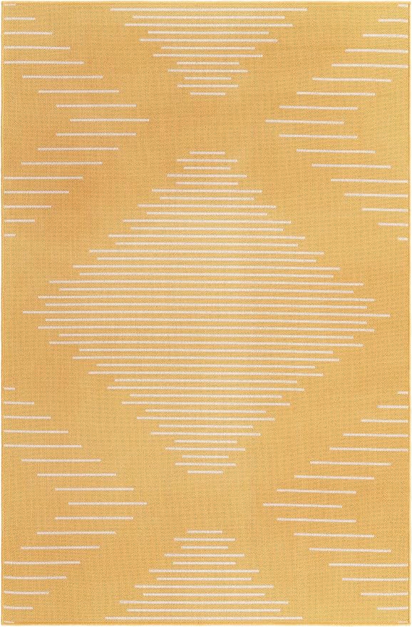 Unique Loom Outdoor Modern Collection Area Rug - Tambor (5' 3" x 8' Rectangle, Yellow/ Ivory)