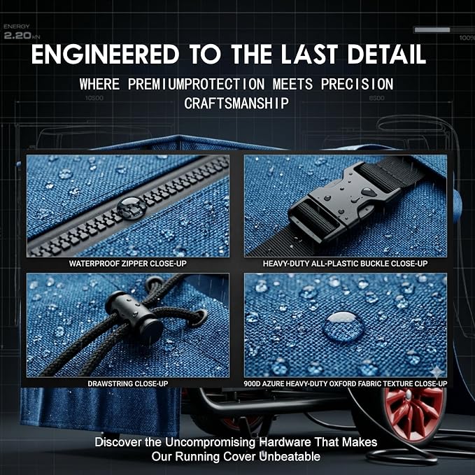 Generator Covers While Running, Universal Generator Cover, 600+210D Double Layer Production, Heavy Duty and Waterproof, for 5000W-10000W Frame Type Generators, Blue, with Storage Bag
