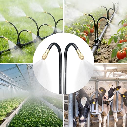 Drip Irrigation System for Garden, Automatic Watering System with Adjustable 360° Copper Spray Nozzles, DIY Drip Irrigation Kit for Yard, Lawn, Greenhouse, Raised Beds & Potted Plants (40FT)