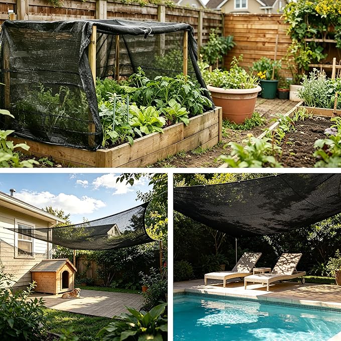 40% 30 X 50 FT Black Shade Cloth, Outdoor Woven Sun Shade with Grommets, Durable Breathable Netting Shading Antifreezing for Patio, Garden, DIY Home, Plants Cover, Greenhouse, Dog Kennel