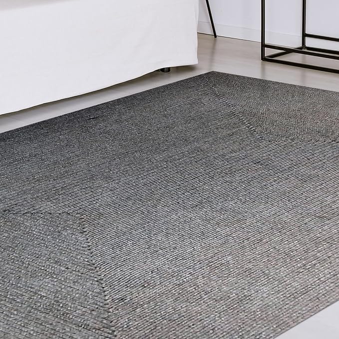 Superior Indoor/ Outdoor Large Area Rug, Reversible Braided Home Floor Decor for Living Room, Kitchen, Entryway, Patio, Front Porch, Deck, Modern, Boho, Farmhouse Style, 5' x 8', Slate