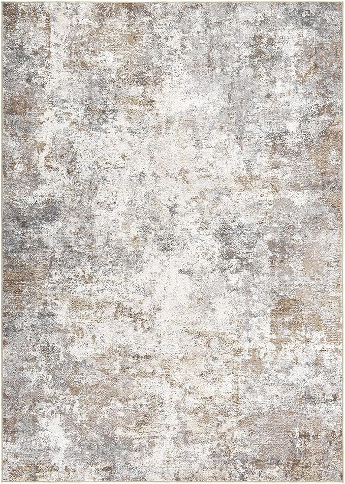 UERMEI 7x9 Area Rug Living Room Rugs - Washable Neutral Modern Abstract Soft Thin Large Rug Indoor Floor No Slip Rug Carpet for Bedroom Under Dining Table Home Office Decor - Brown Grey