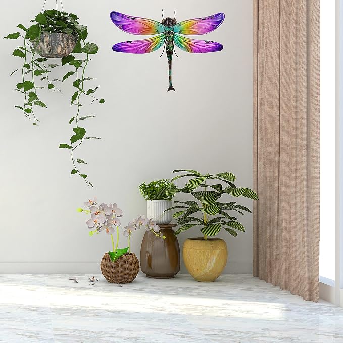 JOYBee Metal Dragonfly Wall Decor Outdoor Garden Fence Art,Hanging Decorations for Living Room, Bedroom