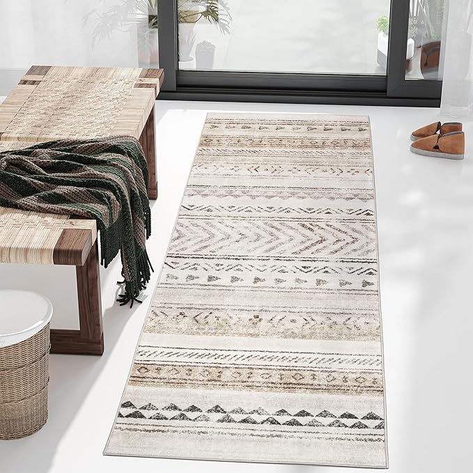 Art&Tuft 2'6"x8 Runner Rug Non Slip, Washable Rug Runners for Hallways,Brown