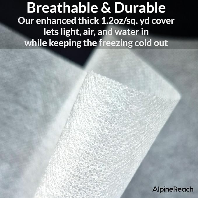 AlpineReach Plant Covers Frost & Sun Protection 10 x 50 ft - Thick 1.2 oz/yd² Freeze Blanket to Low 28 °F Temperatures Floating Row, Garden Fabric Material, Protect in Winter Cold, Gardening Down
